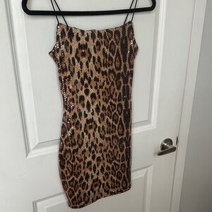 Leopard Print Sequin Dress